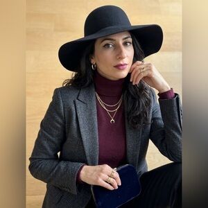 Filippo Catarz Wide-Brim Black Wool Hat